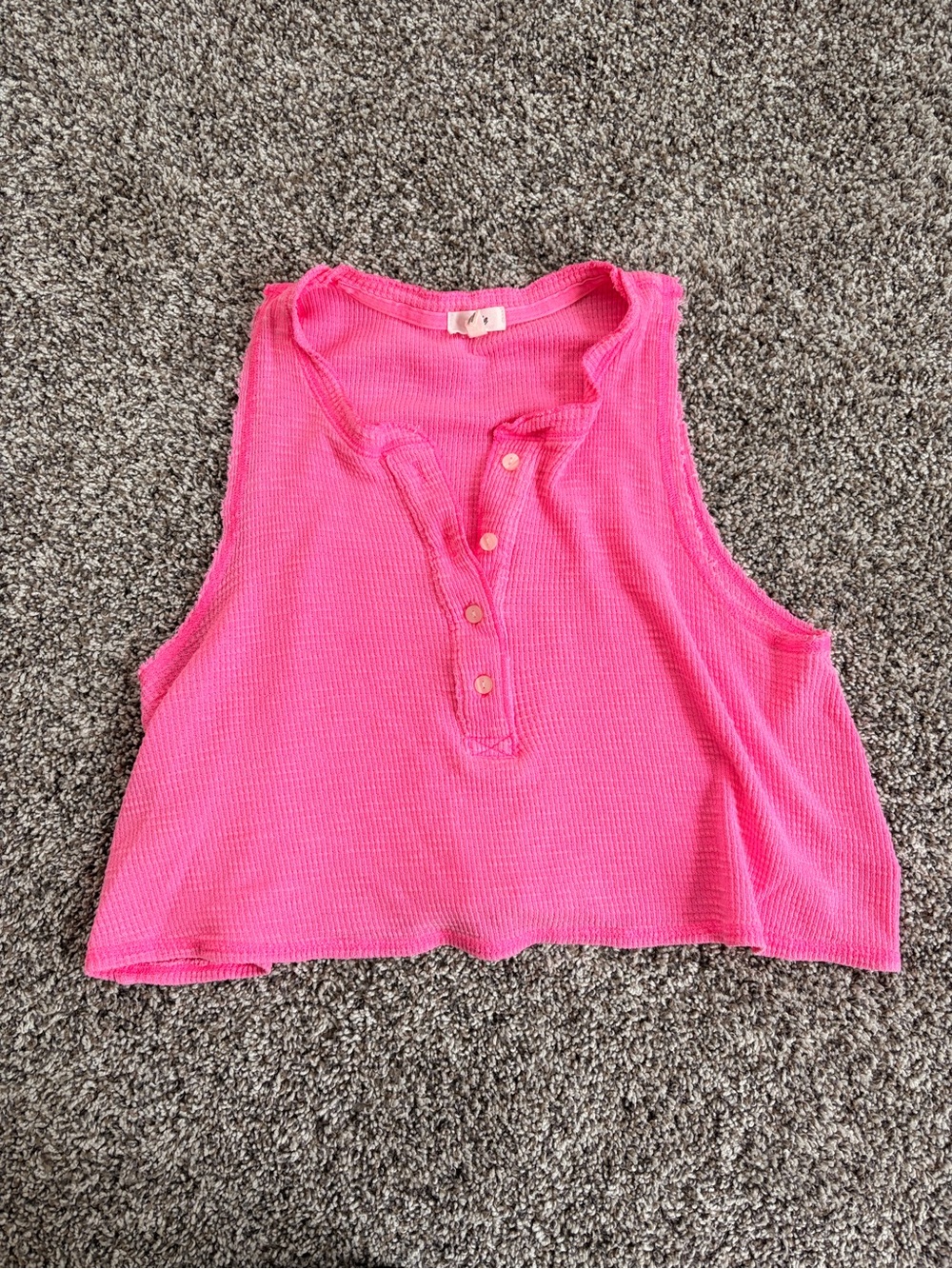 Aerie Pink Cropped Button Tank